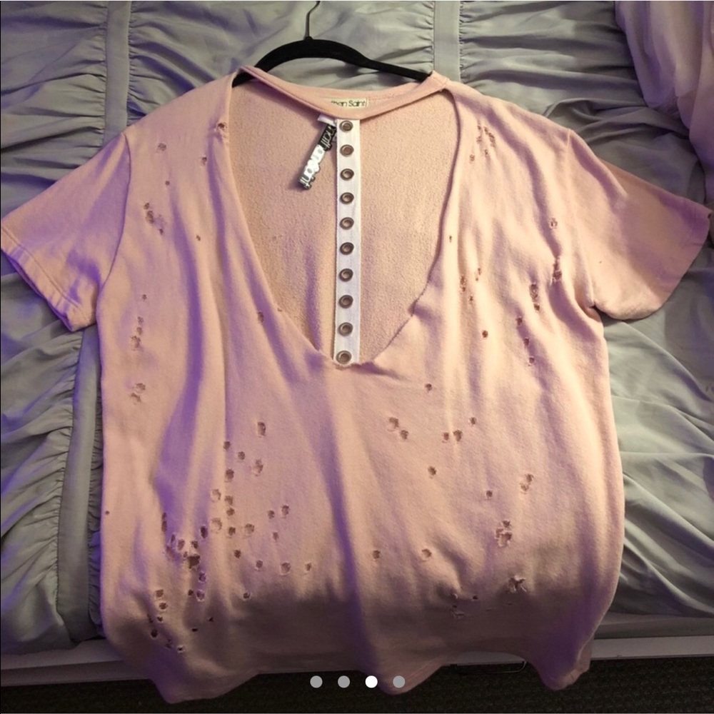 Pink Distressed Cutout Choker Tee Jonathan Saint